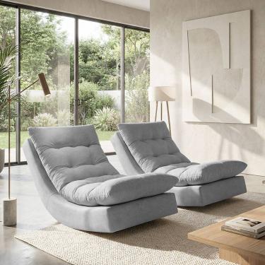 Imagem de Kit 2 Poltronas Balance Exclusiva Bouclé Premium De Luxo Com Leve Balanço Para Sala Quarto e Área de Leitura