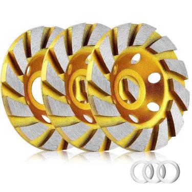 Imagem de Kit 3 Disco Rebolo Diamantado de Desbaste Concreto Piso Tijolo Mármore