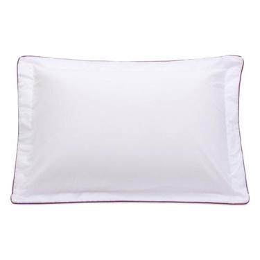 Imagem de Fronha com Vivo Basics Branco e Violeta - 200 Fios - Westwing Collecti
