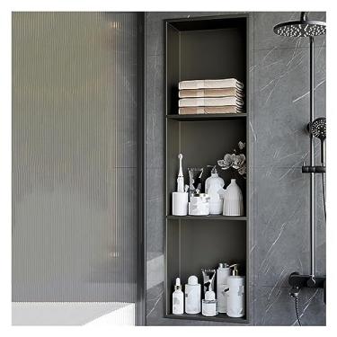Imagem de Nicho de chuveiro de aço inoxidável - prateleira de armazenamento impermeável, organizador de parede embutido para banheiro, cozinha, sala de estar, café, vestiário, escritório, hotel - cinza, 28 cm