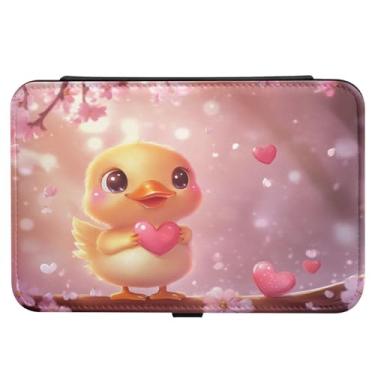 Imagem de Burbuja Caixa de joias de viagem com coração de pato dos namorados, presente para mulheres e meninas, estojo de joias portátil de couro PU organizador para brincos, anéis, colares e pulseiras