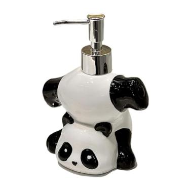 Imagem de Dispensador de sabão de panda de banheiro com bomba 370 ml jarra de sabão de porcelana para banheiro, loção panda de cerâmica, dispensador de sabão para cozinha