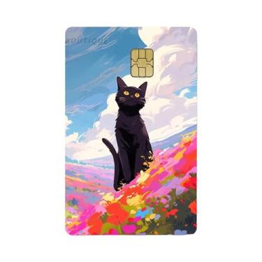 Imagem de Adesivo De Filme PVC De Gato Preto Para Cartão De Débito E Crédito Com