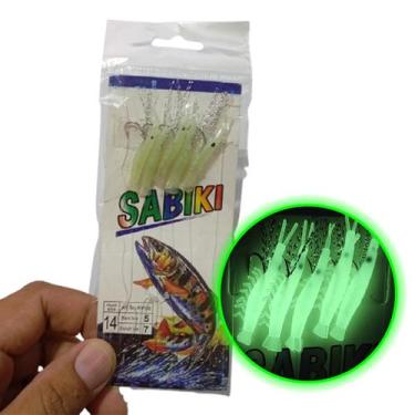 Imagem de Isca Artificial Pesca Sabiki 5 Camarao Fluorescente Lambari Robalo Tai