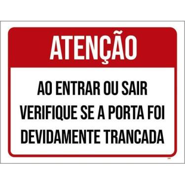 Imagem de Placa Acm Verifique Porta Devidamente Trancada 18X23 - Sinalizo