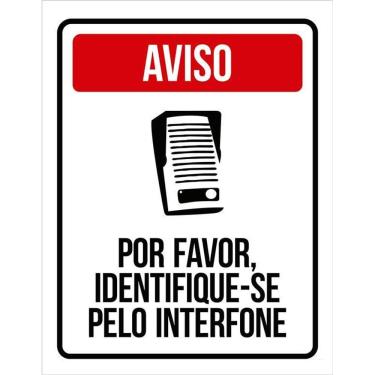 Imagem de Kit 3 Placa Acm Aviso Favor Identifique-Se Interfone 18X23