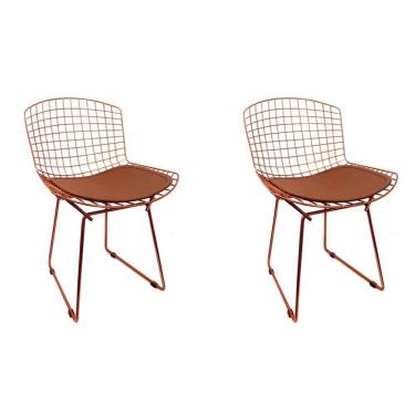 Imagem de Kit 2 Cadeiras Bertoia Cobre Com Assento Cobre