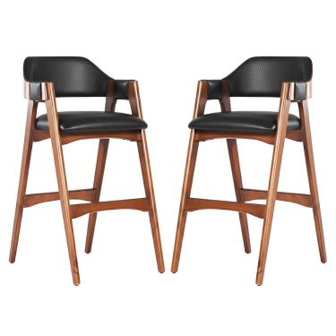 Imagem de Kit 2 Banquetas Alta em Madeira Lina Estofada Couríssimo Preto CCS