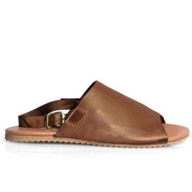 Imagem de Sandália Rasteira Feminina Couro Fivela Numeração Especial até 44 TropiCaos-Feminino