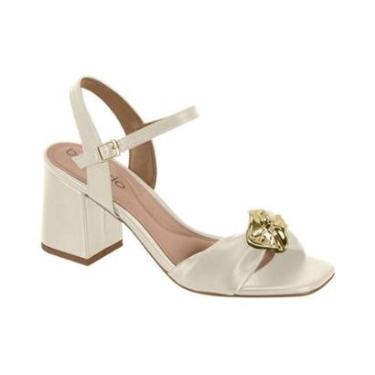 Imagem de Sandalia Feminina Beira Rio Conforto Festa Salto Bloco Médio Detalhes Metal Casual Ref: 8436.241-Feminino