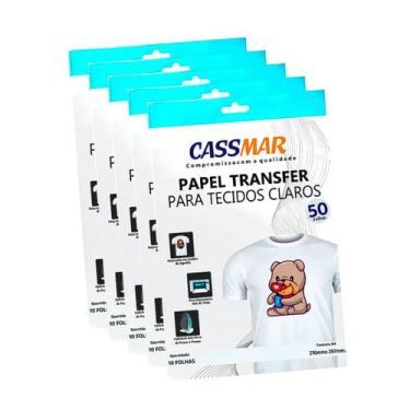 Imagem de Papel Transfer Jato De Tinta A4 Tecidos Claros 150g m² Cassmar 50 Fls
