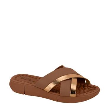 Imagem de Tamanco Feminino Modare Ultraconforto Ortopédico Chinelo - Avelã/ Bron