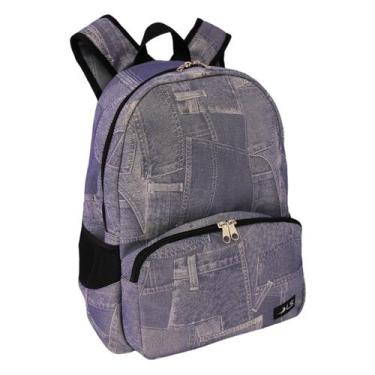 Imagem de Mochila Escolar 4 Divisões Ls Bolsas Em Estampa Jeans Emborrachada Azu