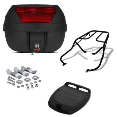 Imagem de Baú Bauleto para Moto 28 Litros Pro Tork + Bagageiro, VERMELHO, BIZ 10