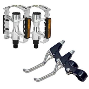 Imagem de Kit Pedal Aluminio Rosca Grossa + Manete de Freio Aluminio - GTA