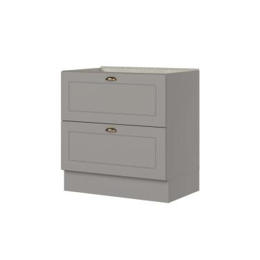 Imagem de Balcão 80cm Com 02 Gavetas Cozinha Americana C371 Cinza - Henn