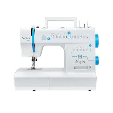 Imagem de Máquina de Costura Elgin Genius Plus JX-4035 31 Pontos Braço Livre LED Branca e Azul