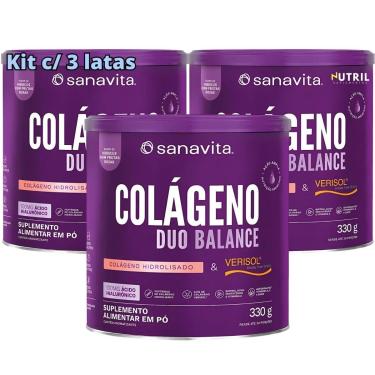 Imagem de Kit 3X Colágeno Duo Balance Sanavita Hidrolisado Verisol e Ácido Hialurônico para Pele...