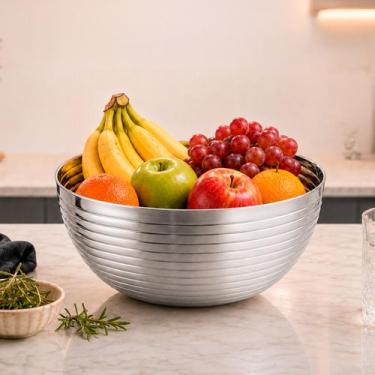 Imagem de Tigela Inox Bowl Profissional para Saladas Massas e Preparo de Receita