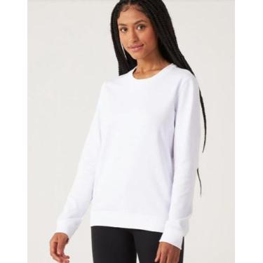 Imagem de Blusa Casaco Moletom Flanelado Básico Feminino com Stretch Gola Redond