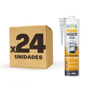 Imagem de Kit 24 Pu 40 Selante Silicone Cola Tudo Multiuso Barone 400g