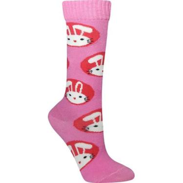 Imagem de Meia 3/4 Cano Alto Pascoa coelho Rosa Infantil divertida - Miimos, M, 