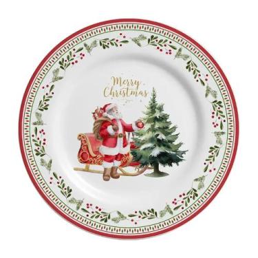 Imagem de Conjunto 6 Pratos Sobremesa de cerâmica Merry Christmas Alleanza