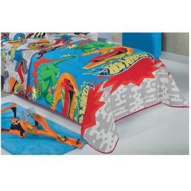 Imagem de Edredom Infantil Solteiro Lepper Microfibra - Hot Wheels Azul, Azul e 