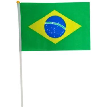 Imagem de Bandeira do Brasil 30x45cm para Haste Decoração e Eventos Esportivos Verde Pacote com 12