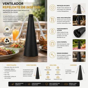 Imagem de Ventilador Repelente de Insetos 25cm Preto - TOP RIO