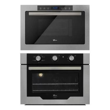 Imagem de Kit Infinity Fischer: Micro-ondas Inox Grill e Forno com Air Fryer 50L