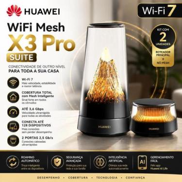 Imagem de Huawei WiFi Mesh X3 Pro Suite WiFi 7 BE3600 AX3600 Kit 2 Unidades 2.5G