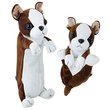 Imagem de Estojo de lápis, BB FUNHOUSE macio 3D pelúcia cão caneta bolsa bolsa papelaria para material escolar organizador estojo caneta, marrom border collie