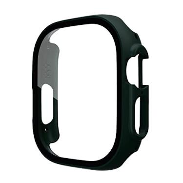 Imagem de HOUCY Capa de vidro para Apple Watch case 49mm smartwatch PC protetor de tela capa temperado capa iwatch série ultra acessórios (cor: verde escuro, tamanho: 49mm série ultra)
