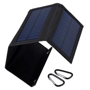 Imagem de Carregador solar de 30 W para uso ao ar livre, painéis solares dobráveis de 5 V USB, carregador de bateria portátil para smartphone, painel solar à prova d'água, carregadores de telefone para câmera, lanterna, acampamento, caminhada, mochilão (preto)