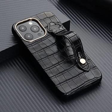 Imagem de Padrão de pele de crocodilo para iPhone 14 13 12 Pro Max Mini suporte de alça de pulso capa para iPhone 14 Plus 11 Pro Max XR XS X, preto, para iPhone 11