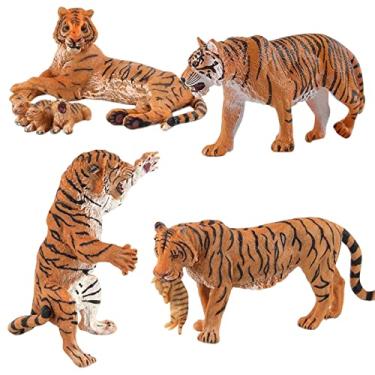 Imagem de Vaveren Estatuetas de Tigre Realistas Figuras de ação Animais para Decoração de Prateleira Colecionável