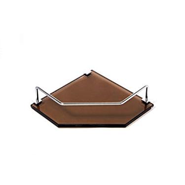 Imagem de Porta Shampoo de Canto Reto em Vidro Bronze Lapidado - Aquabox - 20cmx20cmx10mm