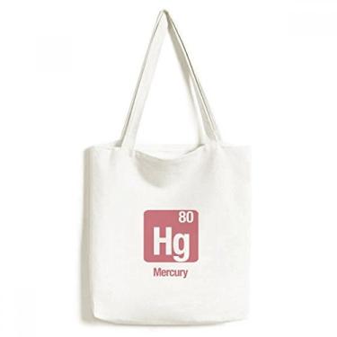 Imagem de Bolsa de lona Hg com elemento químico, bolsa de compras casual