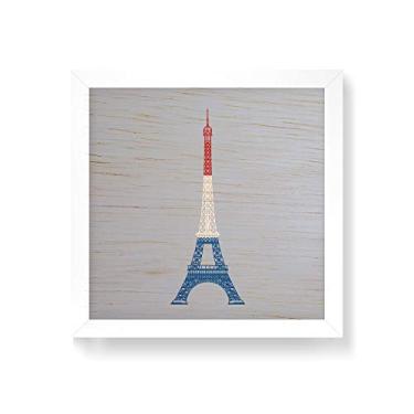 Imagem de Arte Maníacos Quadro decorativo com moldura caixa branca em Madeira - Torre Eiffel Colorida - 30x30cm
