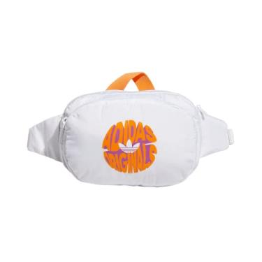Imagem de adidas Originals Bolsa de cintura esportiva/bolsa de viagem e festival, Branco/laranja brilhante/rosa sortudo, One Size, Bolsa de cintura esportiva/bolsa de viagem e festival