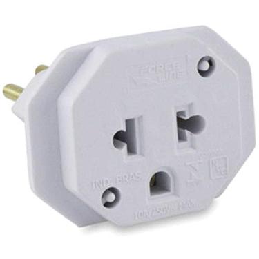 Imagem de Adaptador Para Tomada Universal 2Pinos+T 10A Bivolt Branco, Force Line, 4313