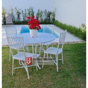 Imagem de Conjunto de Mesa Para Jardim Bambu com Mesa 1,10 M em Alumínio Fundido Unifer Móveis