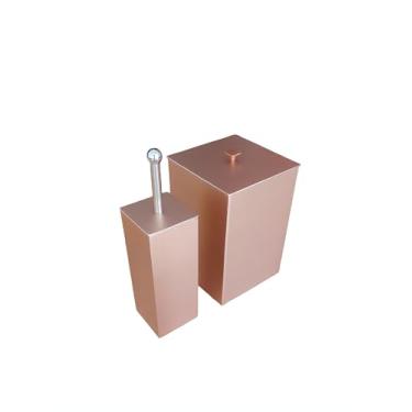 Imagem de Lixeira 5.5 L com Escova Sanitaria Rosê Gold lavabo banheiro