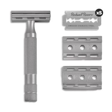 Imagem de Rockwell Razors Navalha de segurança ajustável de aço inoxidável 6S + 5 lâminas de barbear de aço inoxidável suecas