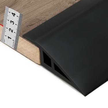 Imagem de BNELL Tira de acabamento de borda de carpete e piso, tira de transição de piso de PVC autoadesiva, transições de limite adequadas para altura de limite inferior a 20 mm (preto)