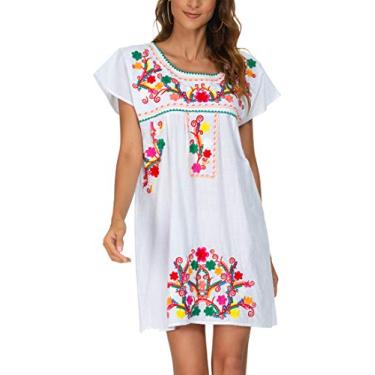 Imagem de YZXDORWJ Vestido camponês mexicano boho saia casual plus size XGG, 224w, G