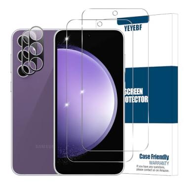 Imagem de Película protetora de tela de vidro temperado transparente Galaxy S21 FE HD + protetores de lente de câmera da YEYEBF, [2 + 2 unidades] [vidro 3D] [suporte a impressões digitais] protetor de tela de vidro para Samsung Galaxy S21 FE