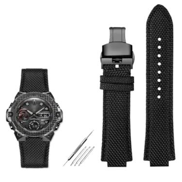 Imagem de waillynice Pulseira de relógio inferior de lona de nylon para Casio Edifice Series GST-B400 EFB-680 ECB-10D 26 x 14 pulseira (preto preto)