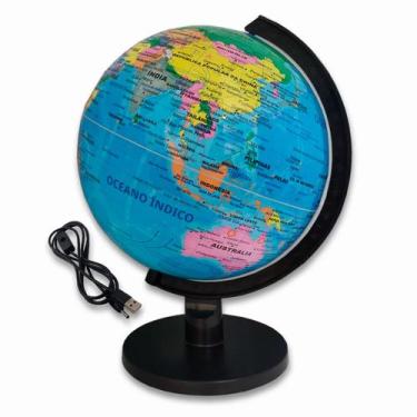 Imagem de Globo Terrestre Decorativo PVC Com Led USB Legendas em Português 25CM 